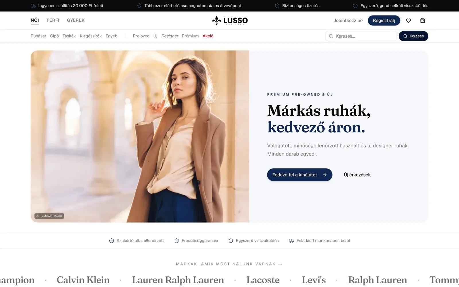 Lusso — asztali nézet