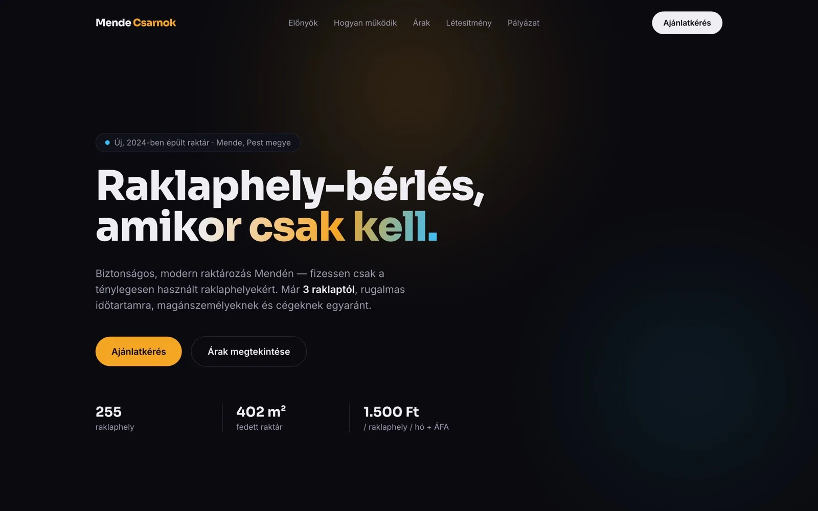 Mende Csarnok — asztali nézet