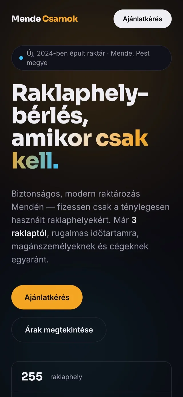 Mende Csarnok — mobil nézet