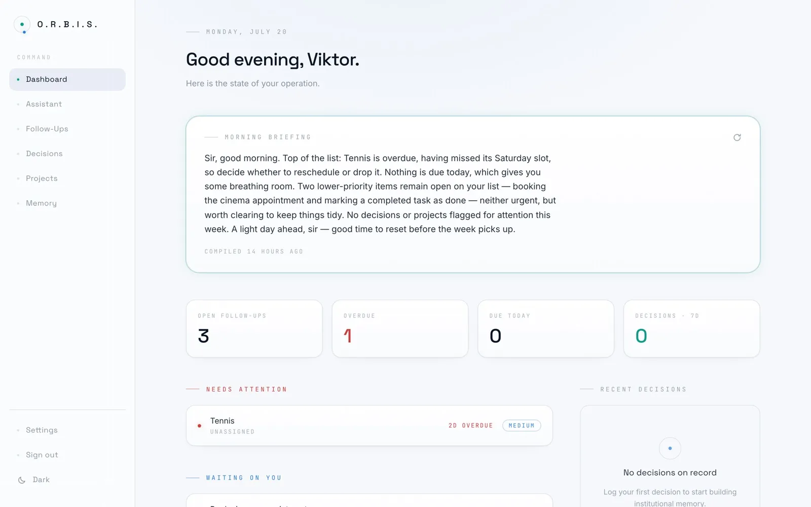 Hey O.R.B.I.S. webapp — asztali nézet